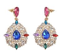 Giwnhvx Moda Lusso Goccia Strass Oscillare Fiore Orecchino Multicolore