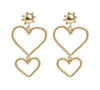 Giwnhvx Moda Orecchini Vintage Doppio Cuore Dangle Bezels Cuore Orecchini Ganci Placcato Orecchini Per Le Donne