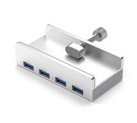 Giwnhvx Morsetto USB 3.0 in alluminio, splitter USB a 4 porte, dati USB da 1,5 m, hub USB da scrivania adattatore di alimentazione