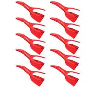 Giwnhvx Multifunzionale Bistecca Frittura Spatola Clip Due in Uno Spatola Clip Food Clip Padella Spatola Omeletteclip Rosso
