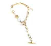 Giwnhvx Nuova Collana Collana di Perle Barocche in Metallo Catena di Clavicola Spesso per Donne/Ragazze Festa Regali di Moda