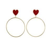Giwnhvx Nuovi Orecchini di Grande Cerchio D'Oro Cuore Rosso per Donna Orecchino Cuore D'Amore Chic per Le Signore per Regalo di Festa