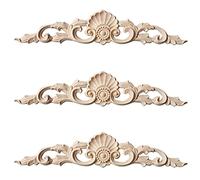 Giwnhvx Nuovo 3 Pz Legno di Gomma Intagliato Angolo Onlay Applique Mobili Arredamento (30 x 7 cm)
