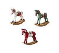 Giwnhvx Nuovo cavallo a dondolo tridimensionale, piccolo ciondolo, decorazione albero, ciondolo, decorazione retrò, verde+rosso+