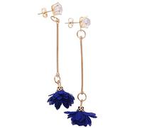 Giwnhvx Orecchini carini lunghi semplici in lega di fiori in tessuto alla moda orecchini lunghi carini pendenti in tessuto nappa da blu