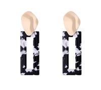Giwnhvx Orecchini Cerchio Orecchini Effetto Marmo Rettangolo Per Le Donne Pendenti Orecchini Boemia Orecchini Macchiati Moda Nero