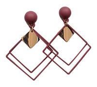 Giwnhvx Orecchini Coreano Di Diamante Geometriej735 (Rosso Vinoso)
