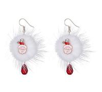 Giwnhvx Orecchini di Natale Carino forma palla peluche Kawaii Babbo Natale orecchie trafitto gioielli moda lucido strass gioielli regalo