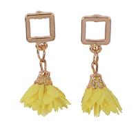 Giwnhvx Orecchini pendenti a quadretti corti in tessuto floreale vintage orecchini pendenti per regali accessori da donna giallo