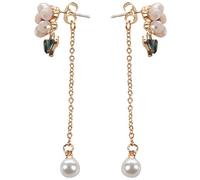 Giwnhvx Orecchini pendenti con foglie di fiori carini orecchini di moda temperamento perline di con ghiande per le signore