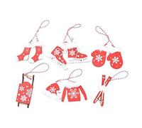 Giwnhvx Ornamenti 'albero di Natale Mini in Legno Abbigliamento Slitta Pendenti Appeso Etichette Decorazione Vacanza Rosso Facile Installazione