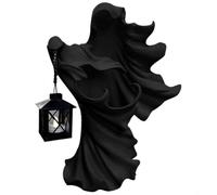Giwnhvx Ornamento strega di Halloween fantasma con lanterna statua in resina a risparmio energetico per decorazione cortile giardino nero