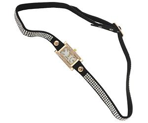 Giwnhvx Orologio chic al quarzo, cinturino con cristalli/colore diverso (Nero)