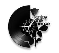 Giwnhvx Orologio da parete al quarzo silenzioso con motivo a disco in vinile con parole ispiratrici e illustrazione di rosa, perfetto per gli studi musicali
