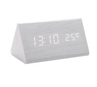 Giwnhvx Orologio digitale in legno con controllo del suono, sveglia a LED con temperatura, orologio da scrivania USB, funzione Snooze