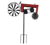 Giwnhvx Paletto da giardino, trattore agricolo, ruote di tornitura, vintage, trattore Wind Spinner,Trattore Yard Stake Cart rosso