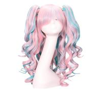 Giwnhvx Parrucca Cosplay 80cm Anime, clip colore riccio, capelli naturali ad alta temperatura, multicolore, stile europeo e americano, per Halloween