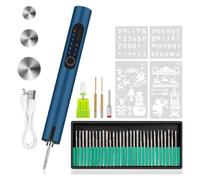 Giwnhvx Penna per incisione con luce LED, penna per incisione elettrica con 37 bit, macchina senza fili ricaricabile USB, per gioielli blu
