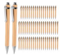 Giwnhvx Penne a sfera retrattili, 60 penne in legno con inchiostro nero, punta media da 1,0 mm, ricarica retrattile e sostituibile