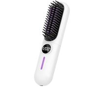 Giwnhvx Pettine Elettrico Caldo Multifunzionale per Capelli Lisci Pettine per Lo Styling Anti-Scottatura A Negativi Bianca