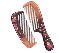 Giwnhvx Pettine per denti in legno Pettine sottile, pettine per capelli esfoliante naturale unisex statico barba pettine in legno pettine in legno di pesca