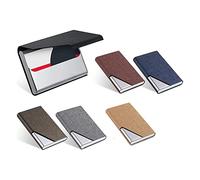 Giwnhvx Porta biglietti da visita 6 pezzi con magnetica in pelle PU per biglietti da visita in acciaio inossidabile porta carte rigido
