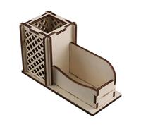 Giwnhvx Porta biglietti da visita in legno con slot per penna Supporto per biglietti da visita per scrivania Espositore in legno da tavolo da ufficio