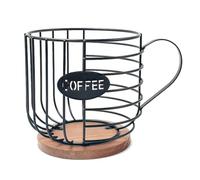 Giwnhvx Porta cialde di caffè Cestino per cialde di caffè in filo metallico Contenitore per capsule di caffè Base in legno Organizer per cucina Famiglia Controsoffitto Pod Facile da usare B