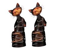 Giwnhvx Portabottiglie a forma di gatto, in metallo, decorativo, 2 pezzi