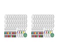 Giwnhvx Portachiavi a sublimazione, 400 pezzi, 5,1 cm, rotondi, con nappe, per fai da te