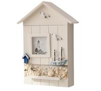 Giwnhvx Portachiavi per armadio da parete, scatola di immagazzinaggio chiavi di casa in legno, modello statua in stile mediterraneo, decorazione da parete per la casa, barca a vela