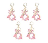 Giwnhvx Q Style Lettera Ciondolo Rosa Carino Iniziale Portachiavi Farfalla Portachiavi