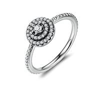 Giwnhvx Radiante Forma Rotonda in Sterling 925, Anelli Chiari Fiore per la Dimensione 9 Donne
