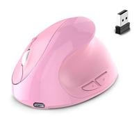 Giwnhvx Ricaricabile Dual Mode USB 2.4G Wireless + Bluetooth Mouse Ottico Ergonomico Verticale per Computer Notebook Rosa