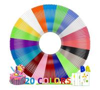 Giwnhvx Ricariche di filamento di penna PLA 3D 20 colori, filamento di penna 3D da 1,75 mm, ogni colore 16,4 piedi, totale 328 piedi, compatibile con MYNT3 D 3 DP Ens