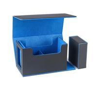 Giwnhvx Scatola di carte con finestra di visualizzazione, custodia per carte con vassoio dadi, scatola di immagazzinaggio di carte, porta carta magnetica a 35 punti, blu