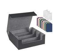 Giwnhvx Scatola portaoggetti per carte da collezione, 1800 +, scatola di immagazzinaggio per carte, scatola di immagazzinaggio con chiusura magnetica, scatola di carte, nero + grigio