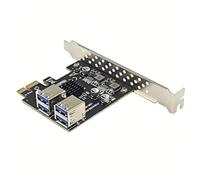 Giwnhvx Scheda di Espansione USB3.2 GEN1 PCIE Riser Adattatore per Scheda di Espansione USB-A 5 Gbps A 4 Porte per WIN7/10/11 Linux