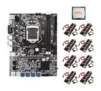 Giwnhvx Scheda madre ETH B75 Miner+CPU+8XVER009S Plus Riser versione migliorata LGA1155 8XPCIE a USB DDR3 B75 Scheda madre minatore