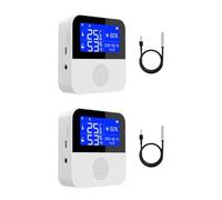 Giwnhvx Sensore di Temperatura e Umidità WiFi Tuya con Sonda Esterna, Display LCD, Monitoraggio a Distanza, Sensore di Temperatura Doppio per (2 Pezzi)