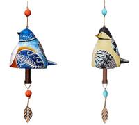 Giwnhvx Serie di campanelli di uccelli animati, campanelli eolici in resina, campanelli eolici da giardino, ciondoli decorativi per,D