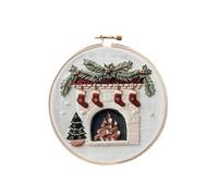 Giwnhvx Serie di Natale non finita, borsa a punto croce, borsa da ricamo per principianti, decorazione domestica fai da te. Camino