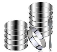 Giwnhvx Set di 10 anelli inglesi per muffin, 10 cm, a doppia rotazione, in acciaio inox, per crostate e focaccine