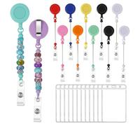 Giwnhvx Set di 12 porta badge retrattile con porta carte d'identità, kit di porta badge colorato per perline fai da te e barra vergine