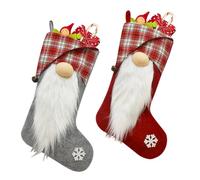 Giwnhvx Set di 2 calze natalizie a maglia per adulti, calze natalizie da appendere per borsa regalo, calze, ornamenti