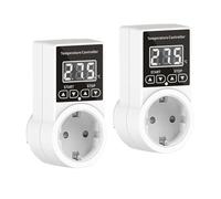 Giwnhvx Set di 2 prese termostato con sensore, presa per regolatore di temperatura digitale, interruttore di temperatura impermeabile, presa UE
