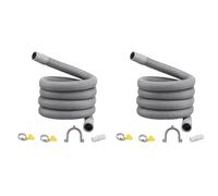 Giwnhvx Set di 2 tubi di scarico universali per lavatrice, 2 m, include staffa connettore e morsetti per tubi di scarico