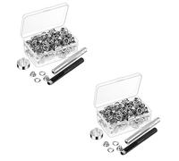 Giwnhvx Set di 200 occhielli in metallo da 6 mm con asta di perforazione di montaggio, per accessori fai da te, riparazione di abbigliamento e artigianato in pelle