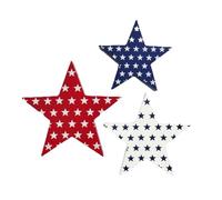 Giwnhvx Set di 3 stelle a cinque punte, decorazione con logo, decorazione Memorial Day, rosso, blu e