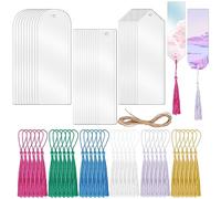 Giwnhvx Set di 36 segnalibri vergini, 3 segnalibri in acrilico di forme diverse con 30 pompon colorati, segnalibri trasparenti per progetti fai da te, quaderni, etichette regalo